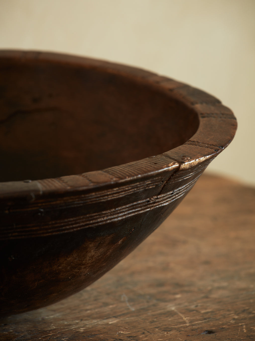 Large Antique Wooden Bowl