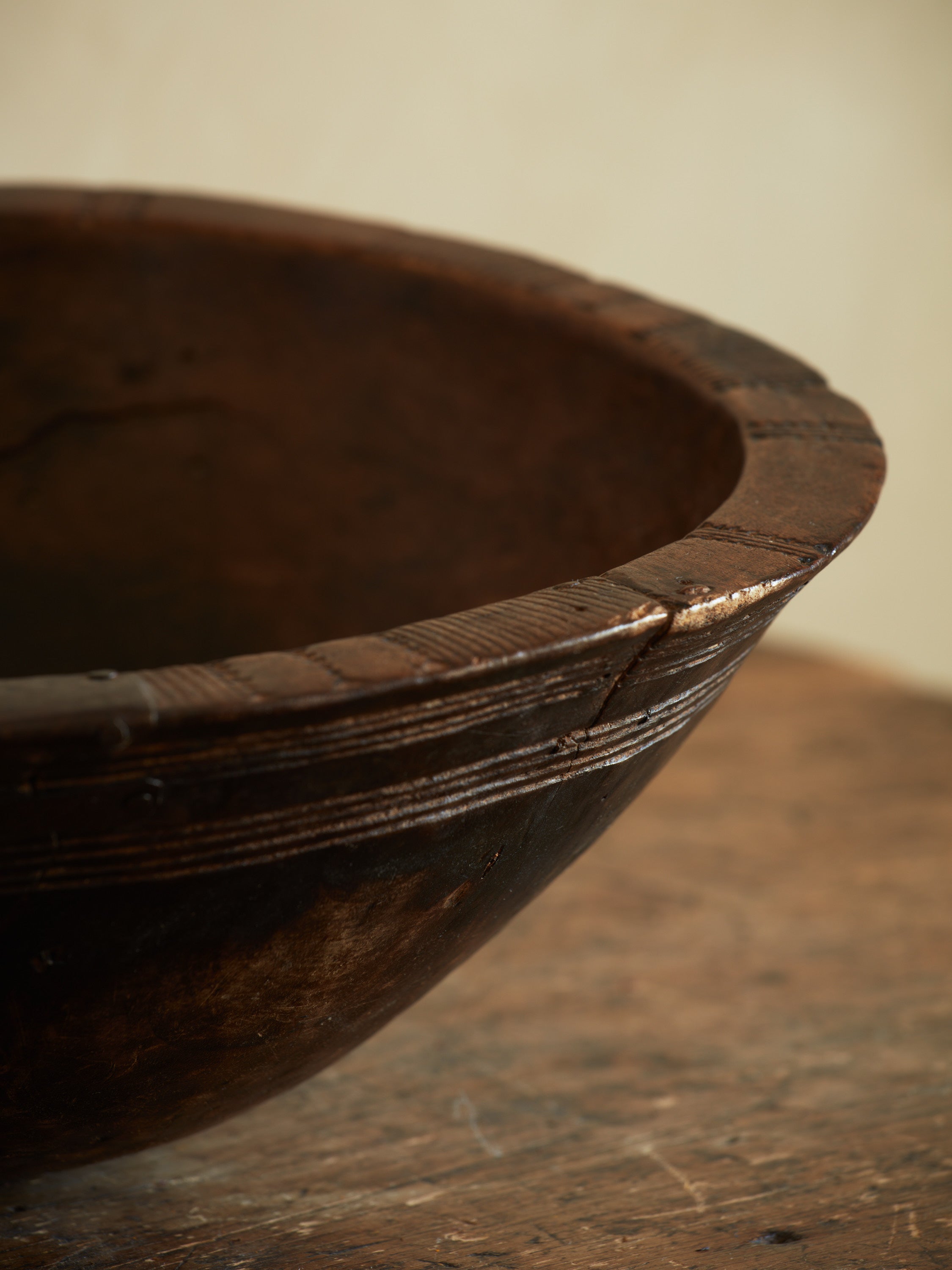 Large Antique Wooden Bowl
