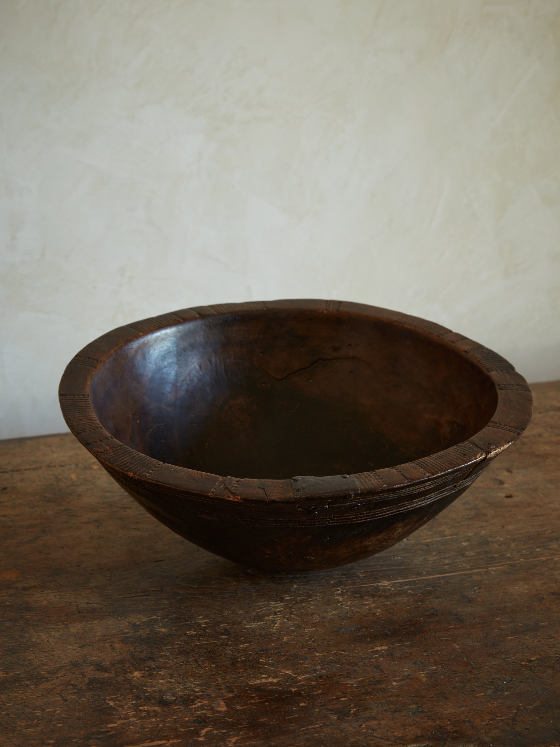 Large Antique Wooden Bowl