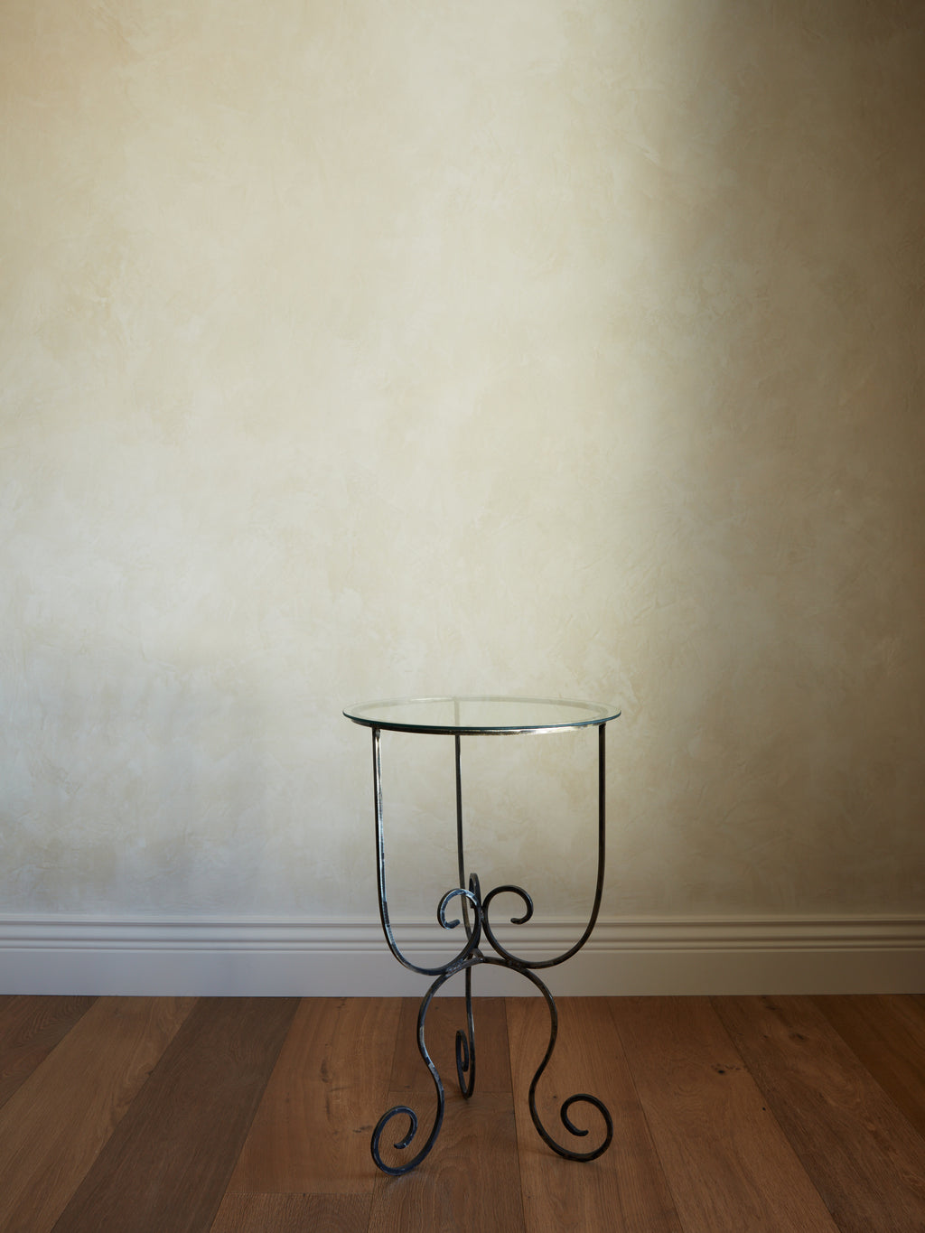 Wrought Iron Side Table with Glass Top