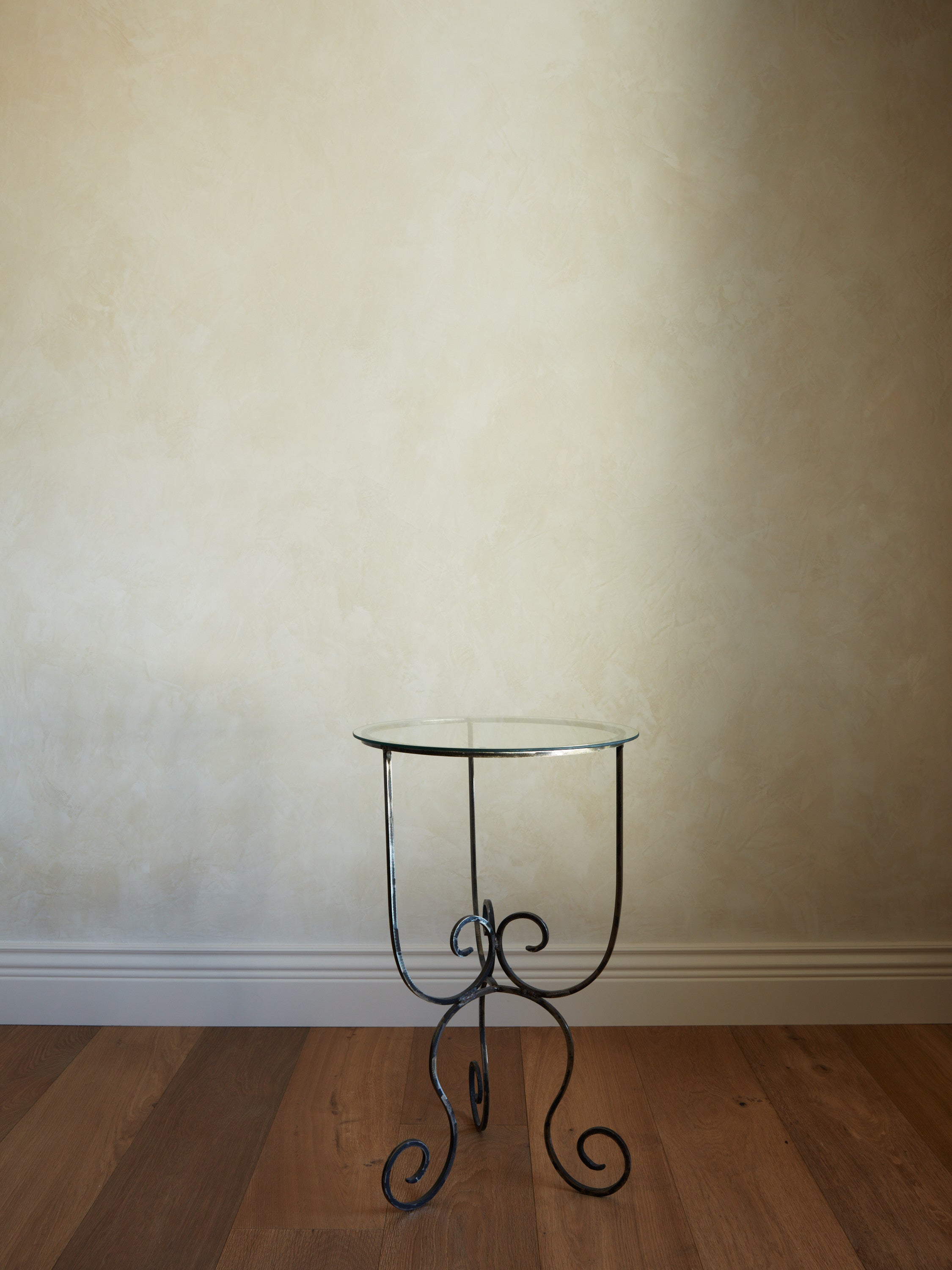 Wrought Iron Side Table with Glass Top