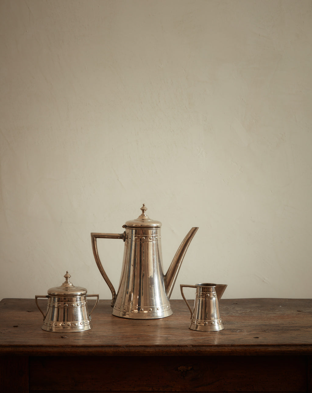 Brutalist Silver-Plated German Tea Set