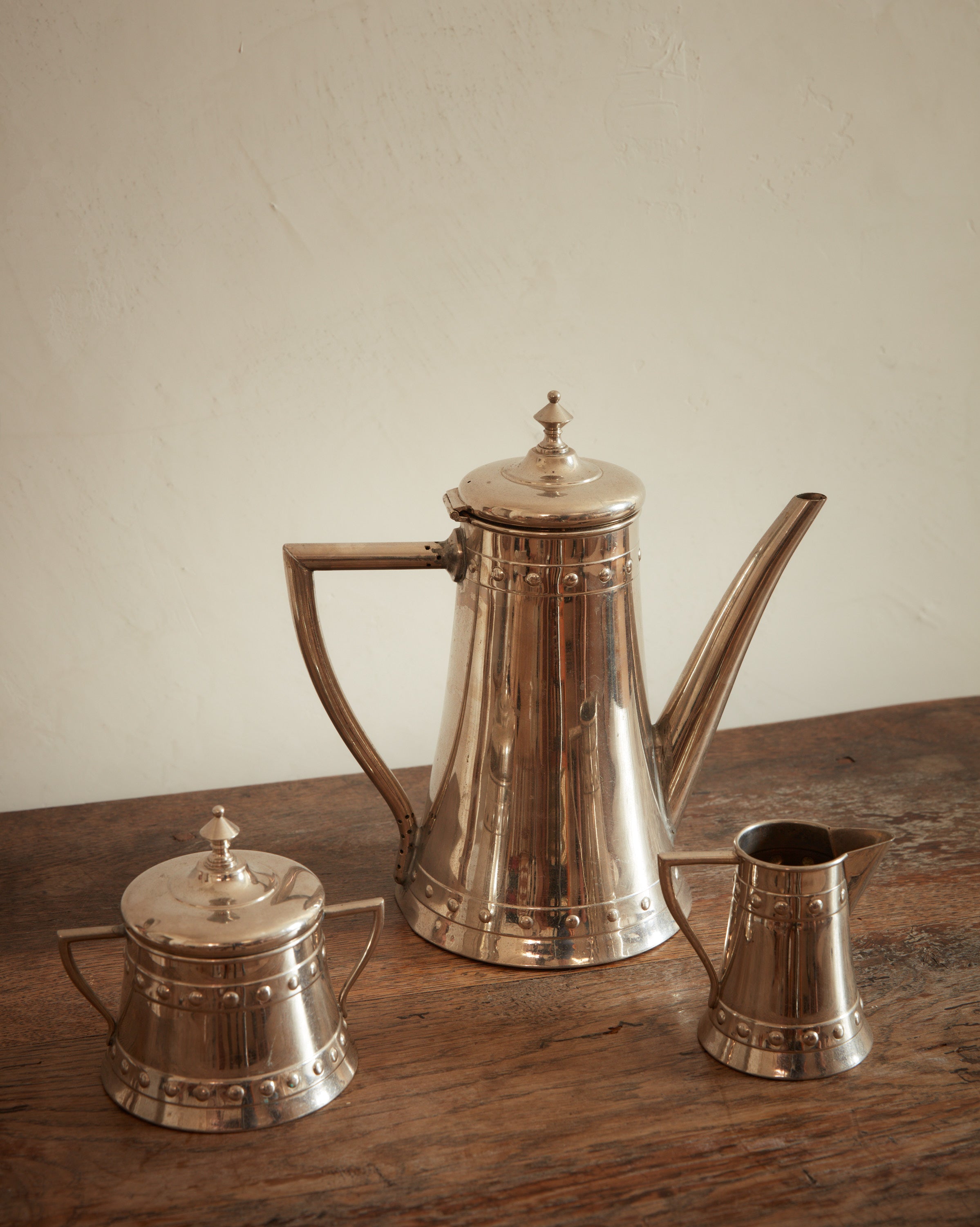 Brutalist Silver-Plated German Tea Set