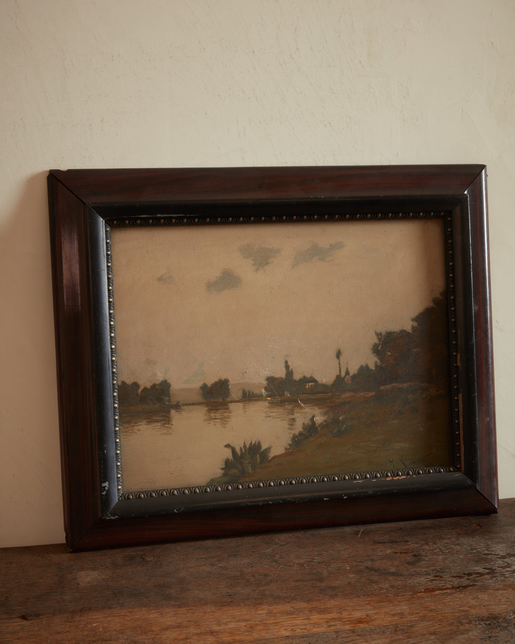 Italian Riverbank Scene by Nicolini